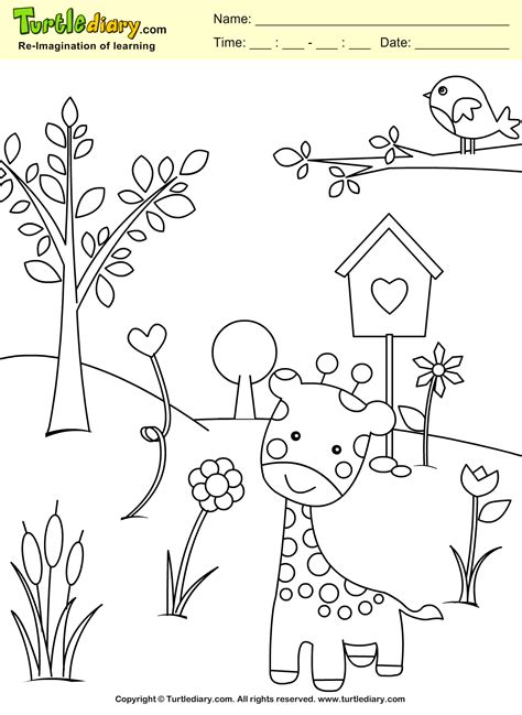 spring coloring page turtle diary