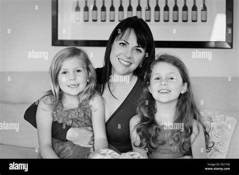 single mom    pretty daughters stock photo alamy