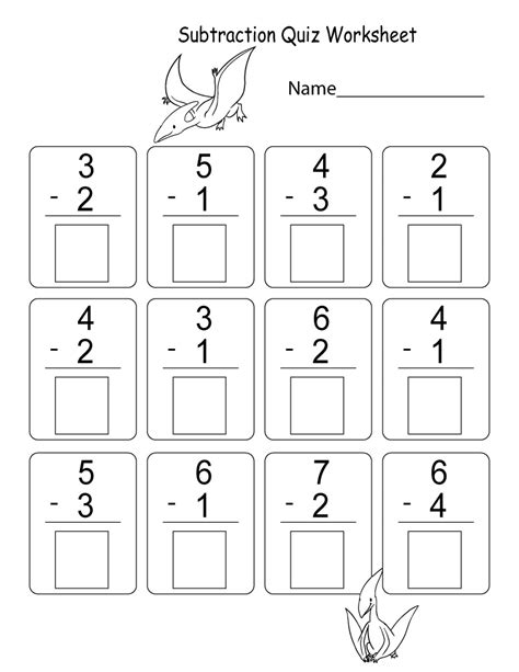 subtraction worksheets  kindergarten learning printable