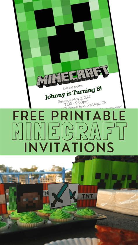 printable minecraft party invitations