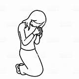 Kneeling Praying Drawing Woman Man Angel Clipartmag Boy sketch template