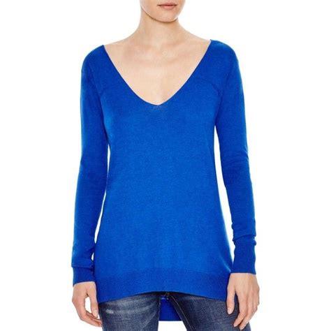 Splendid Cashmere Blend V Neck Sweater Blue Long Sleeve Tops