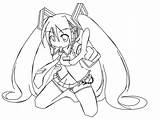 Miku Hatsune Coloring Pages Vocaloid Lineart Color Printable Deviantart Colouring Getdrawings Getcolorings sketch template