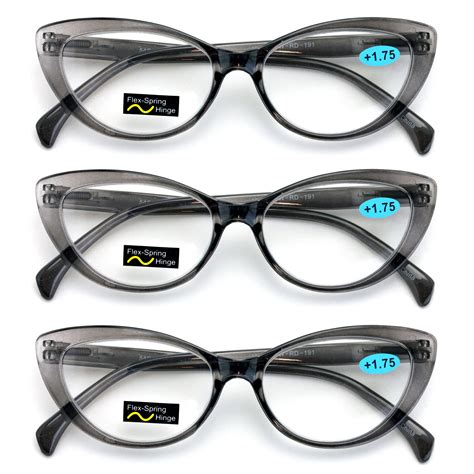 3 pairs lot women cat eye clear gray readers reading glasses cateye