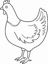 Hen Chicken Outline Drawing Line Clipart Clip Hens Realistic Drawings Draw Colorable Template Cliparts Coloring Sketch Pencil Corn Print Chickens sketch template