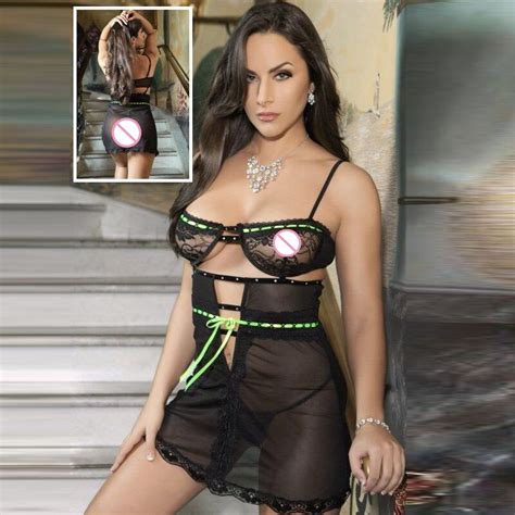 black plus size women 2 pcs love chemise dress lingerie mesh lingerie