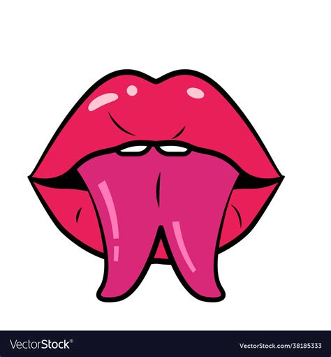 Red Open Attractive Mouth With Split Tongue Vector Image