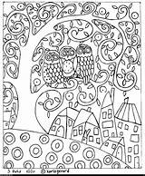 Colouring Karla Gerard Printable Klimt Owls Gustav Volwassenen Hooking Herfst Hook Especiales Hundertwasser Imagens Chouettes Redwork Google Amarna Chouette Broder sketch template