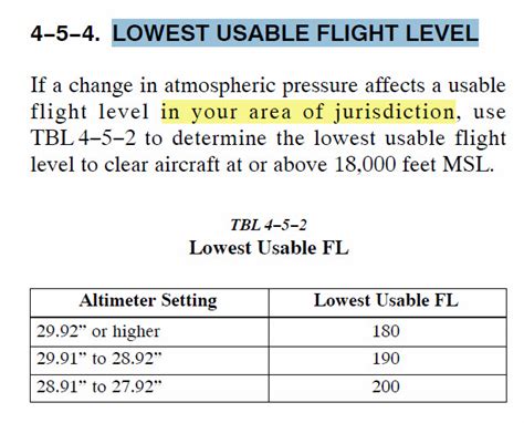 air traffic control          transition level determined