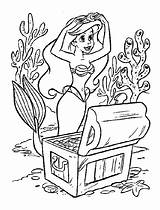 Treasure Mermaid Coloring Pages Little Colorkid sketch template