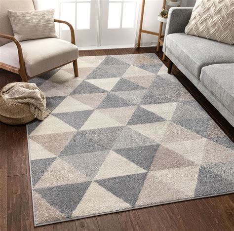 woven isometry geometric grey triangle area rug