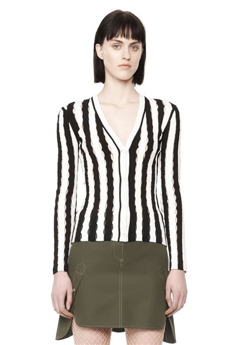 Alexander Wang ‎exclusive Striped V Neck Cardigan ‎ ‎top‎ Official Site