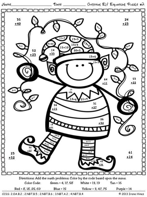 christmas math coloring pages  grade carol jones addition worksheets