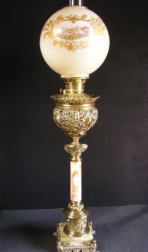 lamps home living vintage candle base brass lamp  handpainted globe lighting etnacompe