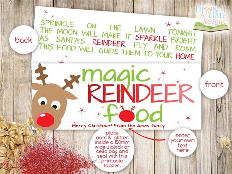 magicreindeerfoodprintable reindeer food bag topper magic