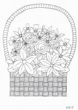 Flowers Colouring Adult Basket Coloring Pages Choose Board Color sketch template