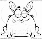 Chubby Rabbit Drunk Cartoon Clipart Mad Bored Outlined Coloring Vector Thoman Cory Royalty Clipartof sketch template