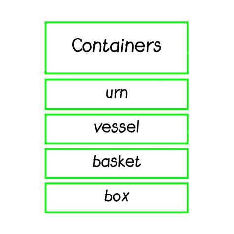containers vocabulary primary classroom resources