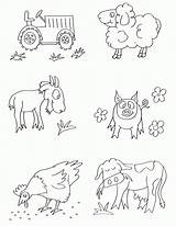 Coloring Cow Sheep Pig Goat Chicken Farm Animals Tractor sketch template