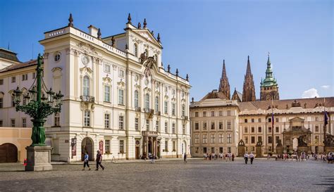 The Archbishops Palace On The Left And Prague Castle On Hradcany