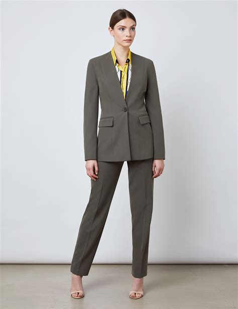 Women S Olive Slim Fit Suit Trouser Hawes And Curtis Uk