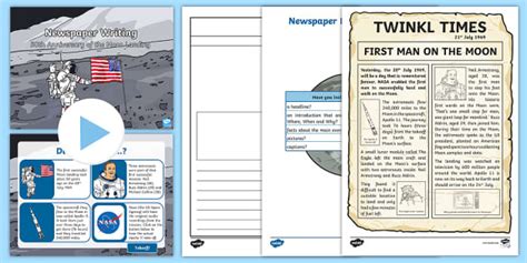 ks  anniversary   moon landing newspaper writing resource pack