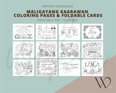 happy birthday coloring cards printable  printable  maligayang