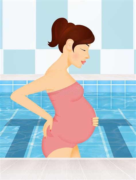 Pregnant Woman In The Swimming Pool Stock Illustration Illustration