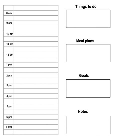 time planner template