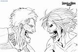 Titan Attack Coloring Pages Eren Vs Titans Anime Printable Reiner Armin Mikasa Levi Characters Jaw Girl Hange Wonder sketch template