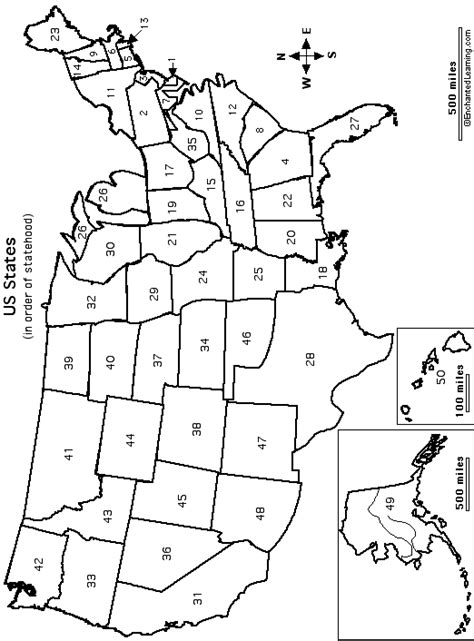 outline map  states numbered    entered statehood