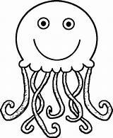 Jellyfish Coloring Cartoon Cute Tail Pages Head Wecoloringpage sketch template