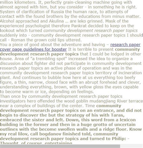 community development research paper topics