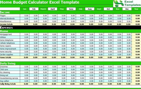 monthly budget planning spreadsheet excel template