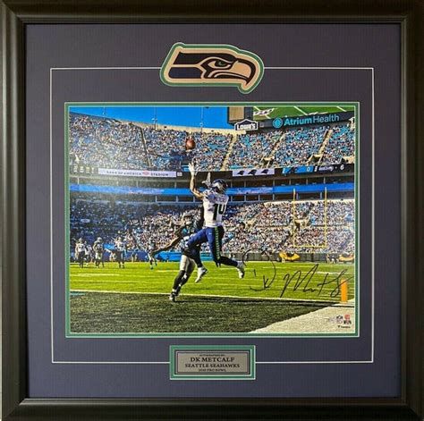 Dk Metcalf Seattle Seahawks Autographed 26 X 26 Framed End Zone Phot