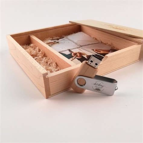 Wood Wooden Photo Album Box With Usb 3 0 Memory Pen Drieve Free Logo
