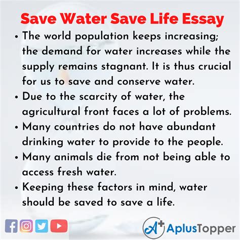 save water save life essay essay  save water save life  students  children  english