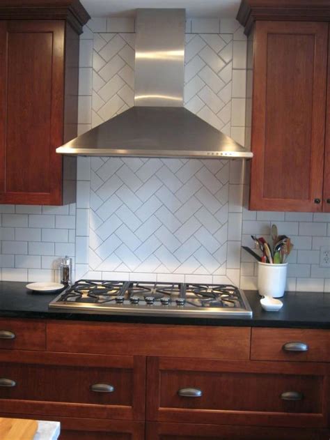 herringbone pattern tile backsplash herringbone pattern  stove kitchen extension cherry