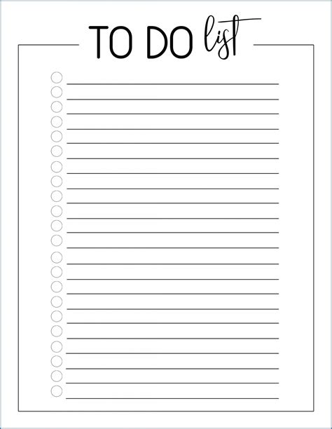 list printable template