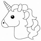 Unicorn Head Simple Coloring Pages Printable Color Cartoon Kids Emoji Christmas Categories sketch template