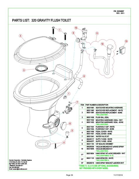 sealand dometic  gravity toilet spare parts