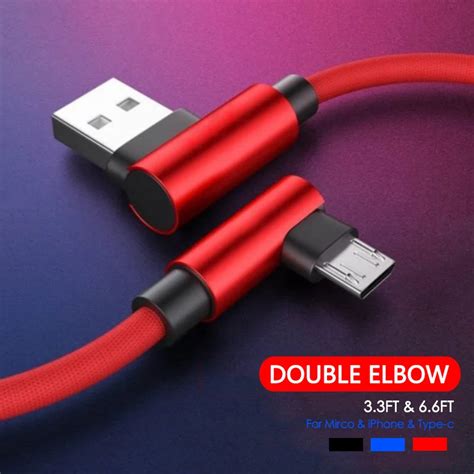 micro usb cable  fast charger usb cord  degree elbow nylona
