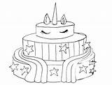 Unicorn Cake Coloring Pages Boys Printable Print sketch template