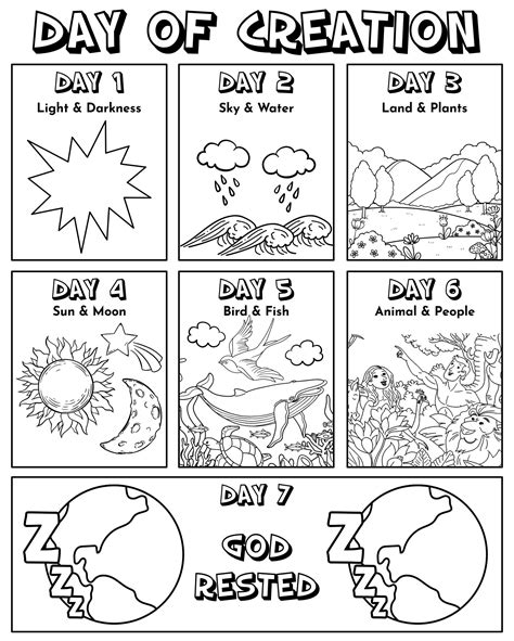 days  creation coloring page coloring page