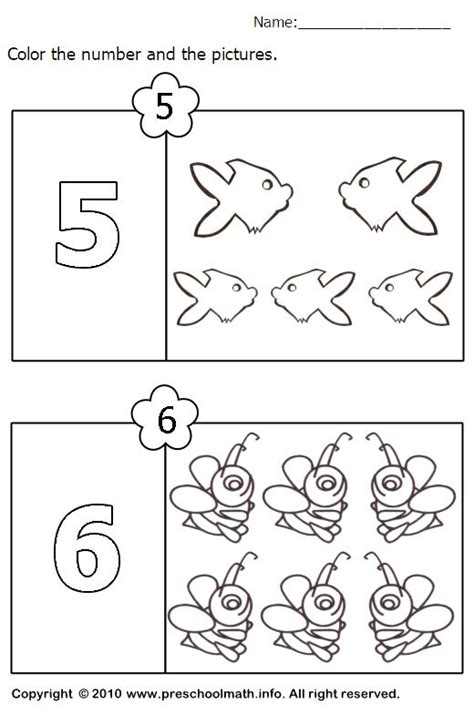 preschool coloring number worksheets