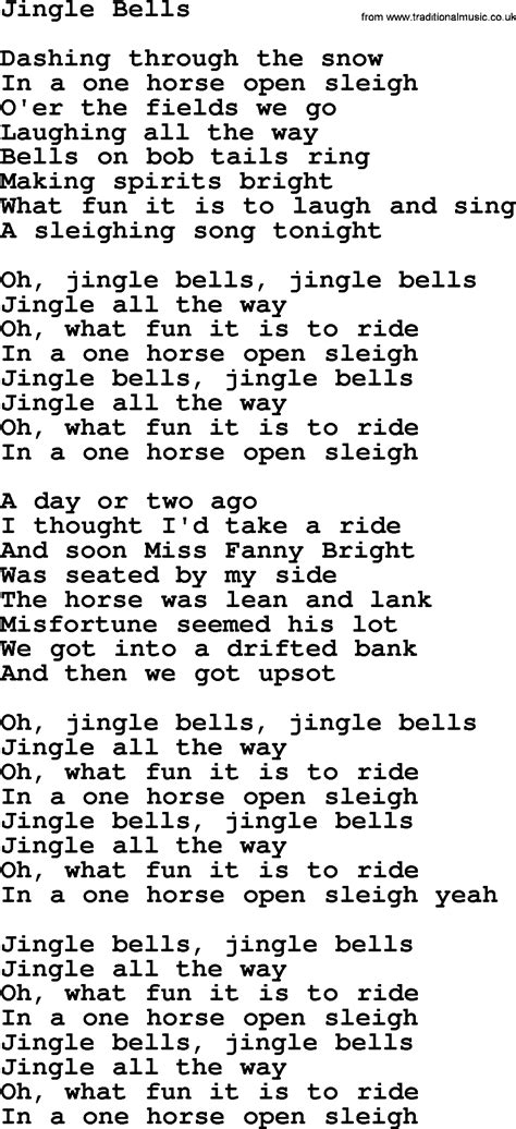 jingle bells lyrics printable printable word searches