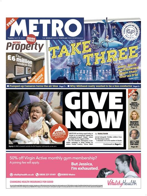 newspaper front pages  offers tuesday  april