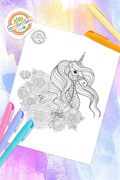 unicorn zentangle relaxing coloring activity