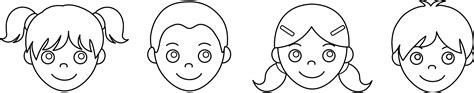 childrens faces coloring page  clip art