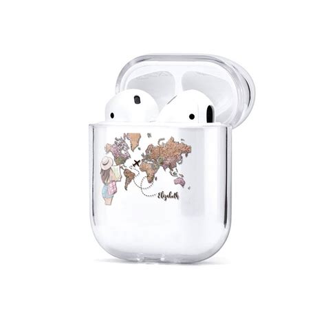 cute girl case airpods custom airpods pro clear case world map etsy